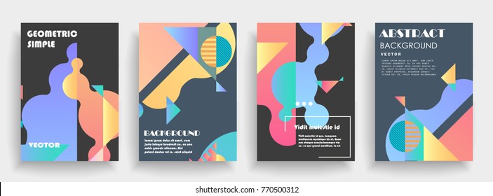 Covers templates set with graphic geometric elements. Applicable for brochures, posters, covers and banners. Vector illustrations.