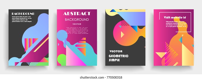 Covers templates set with graphic geometric elements. Applicable for brochures, posters, covers and banners. Vector illustrations.