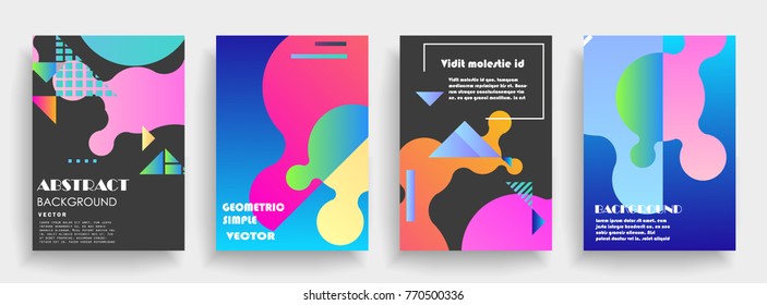 Covers templates set with graphic geometric elements. Applicable for brochures, posters, covers and banners. Vector illustrations.