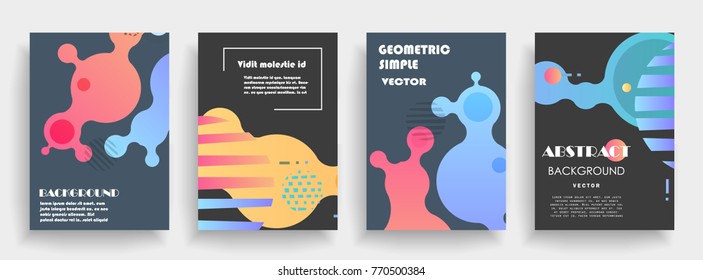 Covers templates set with graphic geometric elements. Applicable for brochures, posters, covers and banners. Vector illustrations.