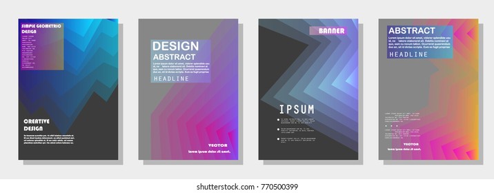 Covers templates set with graphic geometric elements. Applicable for brochures, posters, covers and banners. Vector illustrations.