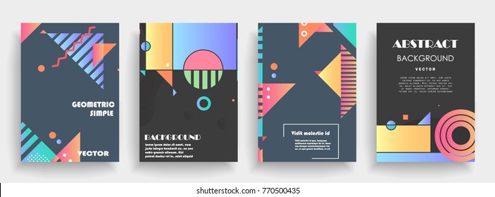 Covers templates set with graphic geometric elements. Applicable for brochures, posters, covers and banners. Vector illustrations.