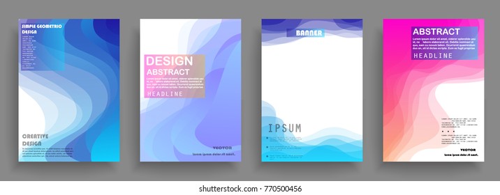 Covers templates set with graphic geometric elements. Applicable for brochures, posters, covers and banners. Vector illustrations.