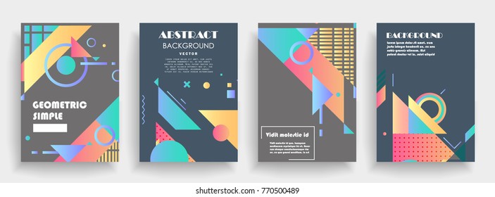 Covers templates set with graphic geometric elements. Applicable for brochures, posters, covers and banners. Vector illustrations.