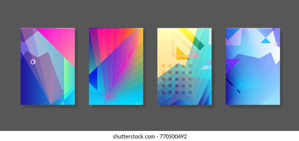 Covers templates set with graphic geometric elements. Applicable for brochures, posters, covers and banners. Vector illustrations.