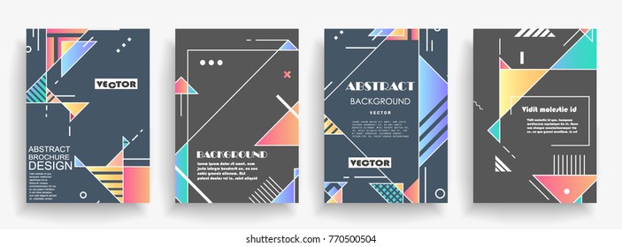 Covers templates set with graphic geometric elements. Applicable for brochures, posters, covers and banners. Vector illustrations.