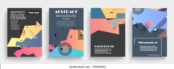 Covers templates set with graphic geometric elements. Applicable for brochures, posters, covers and banners. Vector illustrations.