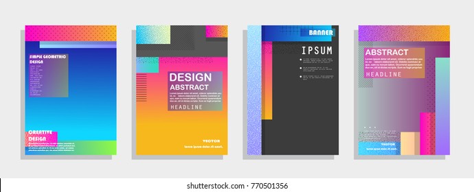 Covers templates set with graphic geometric elements. Applicable for brochures, posters, covers and banners. Vector illustrations.