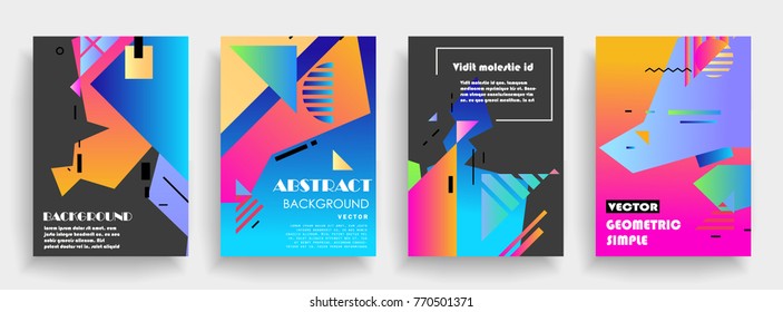 Covers templates set with graphic geometric elements. Applicable for brochures, posters, covers and banners. Vector illustrations.
