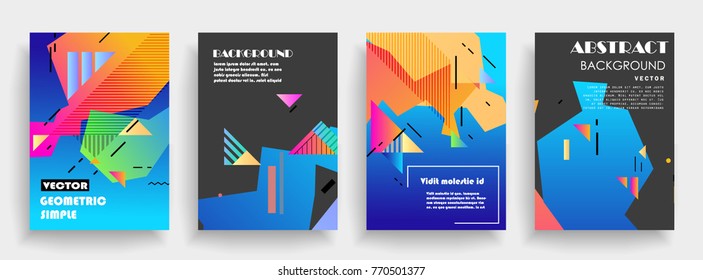Covers templates set with graphic geometric elements. Applicable for brochures, posters, covers and banners. Vector illustrations.