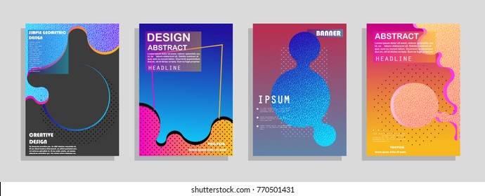 Covers templates set with graphic geometric elements. Applicable for brochures, posters, covers and banners. Vector illustrations.
