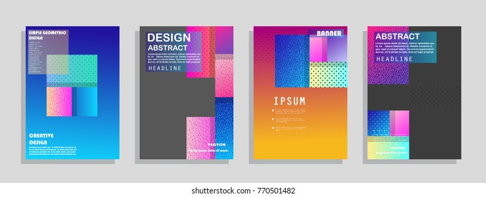 Covers templates set with graphic geometric elements. Applicable for brochures, posters, covers and banners. Vector illustrations.