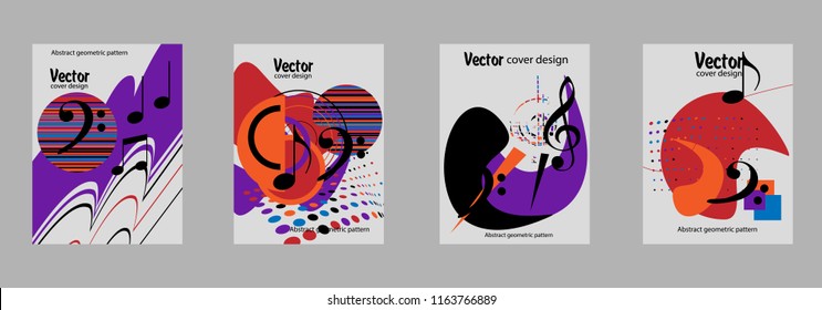 Covers templates set with hipster style graphic geometric elements. Applicable for placards, brochures, posters, covers and banners.