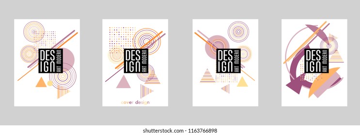 Covers templates set with  hipster style graphic geometric elements. Applicable for placards, brochures, posters, covers and banners.