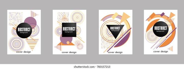 Covers templates set  hipster style graphic geometric elements. Applicable for placards, brochures, posters, covers and banners.