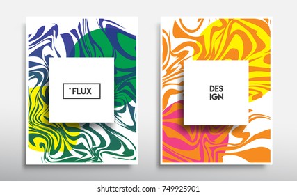 Covers templates set with liquid color, arrangement of abstract lines and style graphic geometric elements. Applicable for placards, brochures, posters, covers and banners. Vector illustrations.