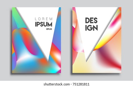 Covers templates set with liquid color, arrangement of abstract lines and style graphic geometric elements. Applicable for placards, brochures, posters, covers and banners. Vector illustrations.