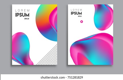 Covers templates set with liquid color, arrangement of abstract lines and style graphic geometric elements. Applicable for placards, brochures, posters, covers and banners. Vector illustrations.