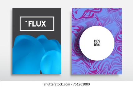 Covers templates set with liquid color, arrangement of abstract lines and style graphic geometric elements. Applicable for placards, brochures, posters, covers and banners. Vector illustrations.