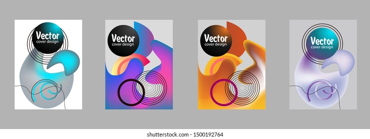 Covers templates set with memphis and hipster style graphic geometric elements. Applicable for placards, brochures, posters, covers and banners.