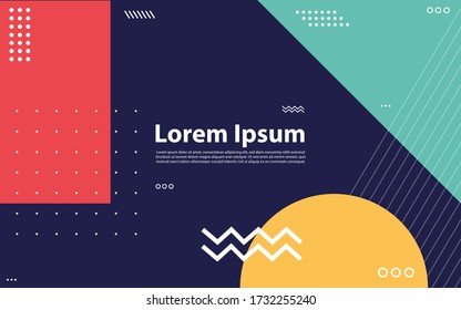 Covers templates set with memphis and hipster style graphic geometric elements.