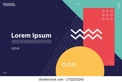 Covers templates set with memphis and hipster style graphic geometric elements.
