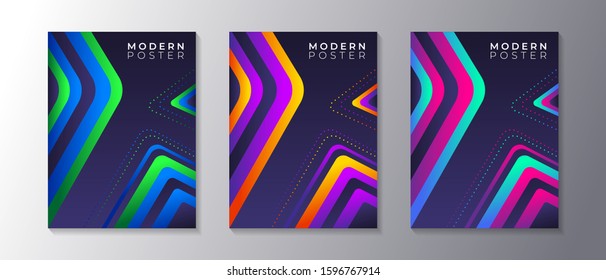 Covers templates set with trendy glow gradient neon, applicable for poster, flyer, banner, magazine, etc vector