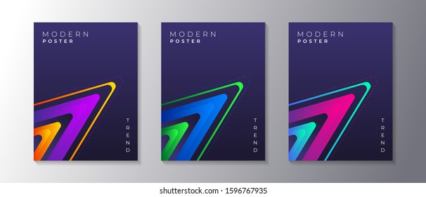 Covers templates set with trendy glow gradient neon, applicable for poster, flyer, banner, magazine, etc vector