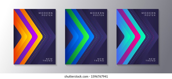 Covers templates set with trendy glow gradient neon, applicable for poster, flyer, banner, magazine, etc vector