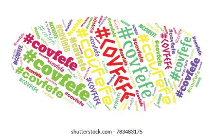 Covfefe word cloud. The new word invented by President Donald Trump. Vector illustration