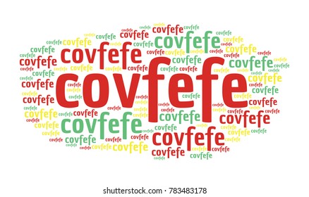 Covfefe word cloud. The new word invented by President Donald Trump. Vector illustration