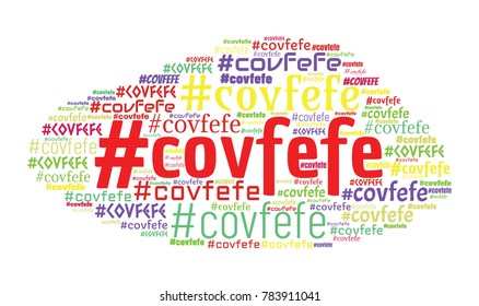 Covfefe word cloud. The new word invented by President Donald Trump. Vector illustration