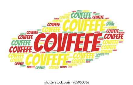 Covfefe word cloud. The new word invented by President Donald Trump. Vector illustration