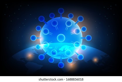 Kokosnuss-19-Hintergrund, Gesamtbedingung Corona-Virus, futuristische Hintergrund-Vektorillustration