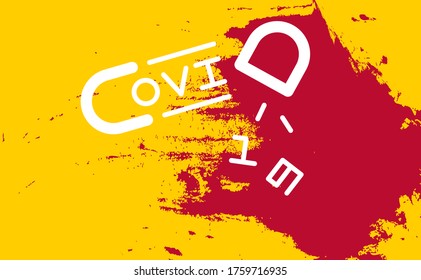 covid 19 background, white covid 19 icons with yellow and red background, covid 19 abstract background, isolated covid 19 illustration