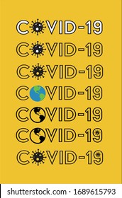 COVID 19 character font in yellow background