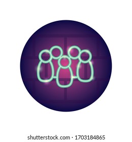 concepto covid 19, icono de multitud sobre fondo blanco, estilo neón, ilustración vectorial