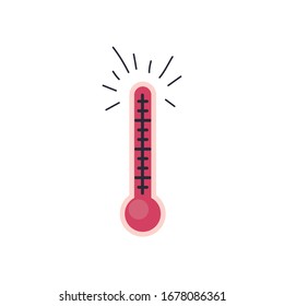 covid 19 concept of high temperature symbol, thermometer icon over white background, flat style icon, vector illustration