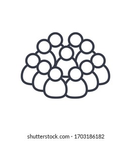 covid 19 concept, a person infected and crowd around over white background, line style, vector illustration