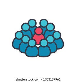 covid 19 concept, a person infected and crowd around over white background, flat style, vector illustration
