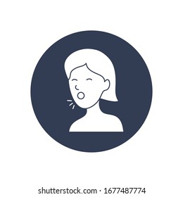 covid 19 concept of woman coughing icon over white background, symbol style, vector illustration