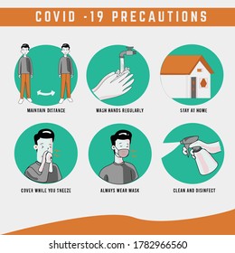 COVID 19 CORONA-VORCAUTIONS VEKTOREINFACHE ANWEISUNGEN ZUR ILLUSTRATION