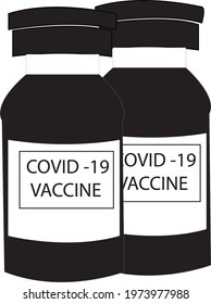 Covid 19 Corona Vaccine bottles black and white 