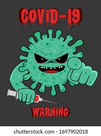 Covid 19 corona virus dengerous warning vector design graphic scary ghost devil