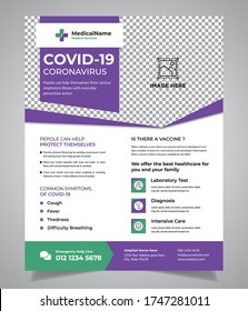 covid 19 corona virus flyer template design vector