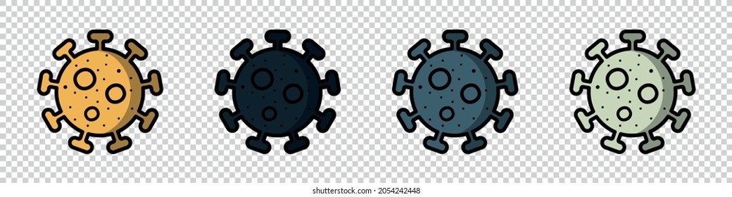 Covid 19 Corona Virus Symbol Icon - Different Vector Illustrations Isolated On Transparent Background
