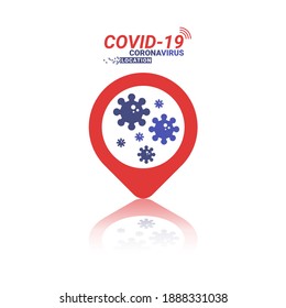  Covid 19 coronavirus in gps location icon isolated on white background illustration vector.