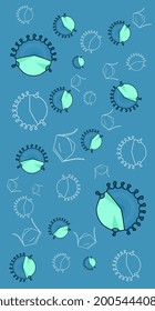 covid 19 diseño de patrón de icono de coronavirus y aplicación de máscaras