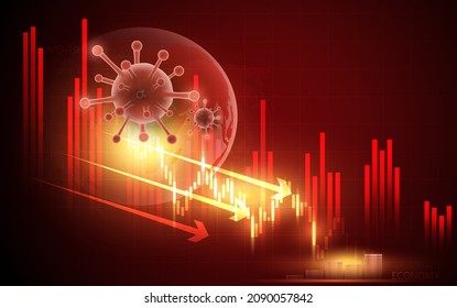 The Covid 19 Coronavirus Impacts Crisis And Loss Of The Global Economy And Financial Business.the Coronavirus Weakens The Economy.bar Graph Decline Pattern Concept  Coronavirus Red Background Image