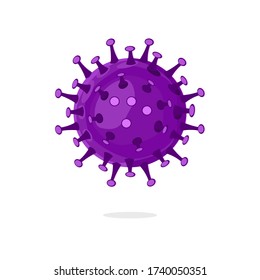 Covid 19 or coronavirus On a white background. Purple virus cells